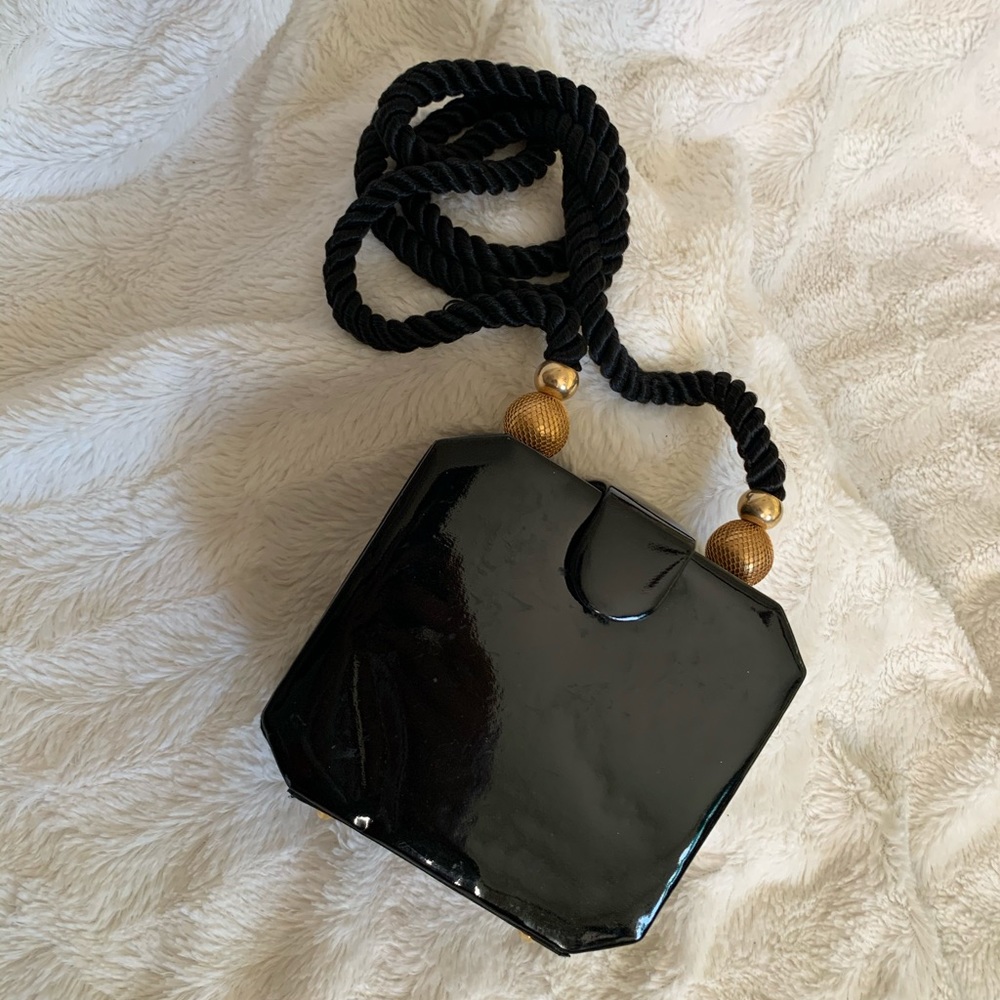 Black and gold vintage square box bag